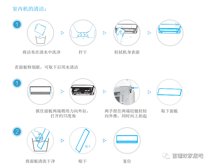 美的空调拆洗过滤网教程：快速清洗空调过滤网、出风口及内机表面的方法